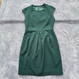 Massimo Dutti Dress 8 Forest Green Midi Sheath Dress Business Office